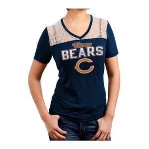 NFL CHICAGO BEARS Shirt Women's Medium - Large Mesh Net Vneck Sparkle FOOTBALL